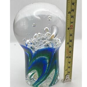 VTG Art Glass Paperweight Heavy 3.5lbs 5.5" Tall Signature on Bottom Beautiful